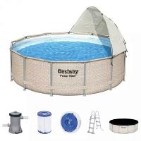 Bestway 5614V BW Каркасный бассейн Power Steel 396x107см 11133л, фил.-насос 2006л/ч, лестн., тент, попл.-доз., навес Bestway 5614V BW Каркасный бассейн Power Steel 396x107см 11133л, фил.-насос 2006л/ч, лестн., тент, попл.-доз., навес