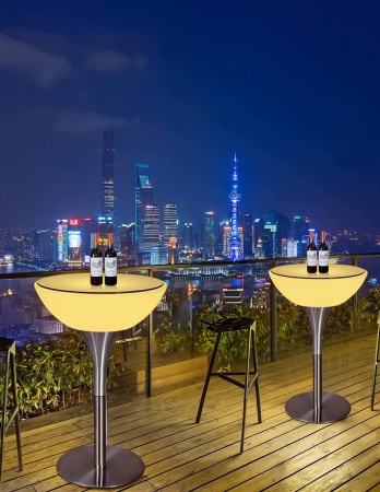 Стол светящийся круглый на металическом основании 60х60х110